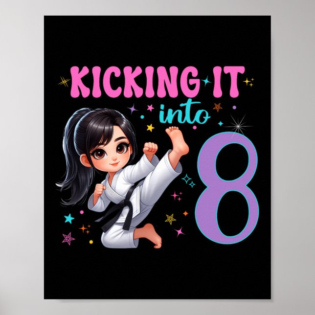 Póster 10.º cumpleaños Chica-Fiesta de Artes Marciales Ka (Frente)