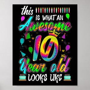 Póster 10.º cumpleaños increíble parece tener diez años
