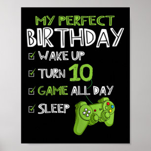 Póster 10.º juego de cumpleaños 10 años Gi perfecto jugad