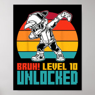 Póster 10.º Nacimiento Dabbing Boy Bruh Nivel 10 Años G