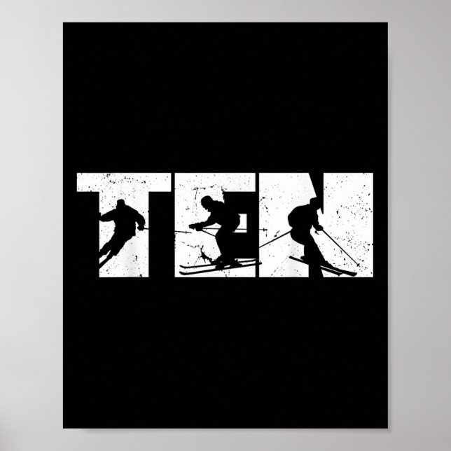 Póster 10.º Nacimiento Esquí Retro Gi (Frente)