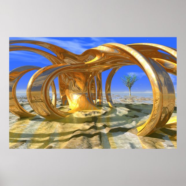 Póster #10-02 Hacienda Sunrise: Escultura Golden 3D (Frente)
