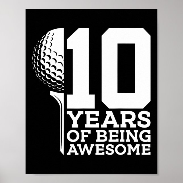 Póster 10 Años De Impresionante Golf 10 Cumpleaños 1 (Frente)
