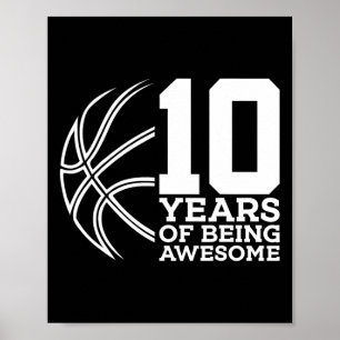 Póster 10 años de ser asombroso Bysketbyll 10 cumpleaños