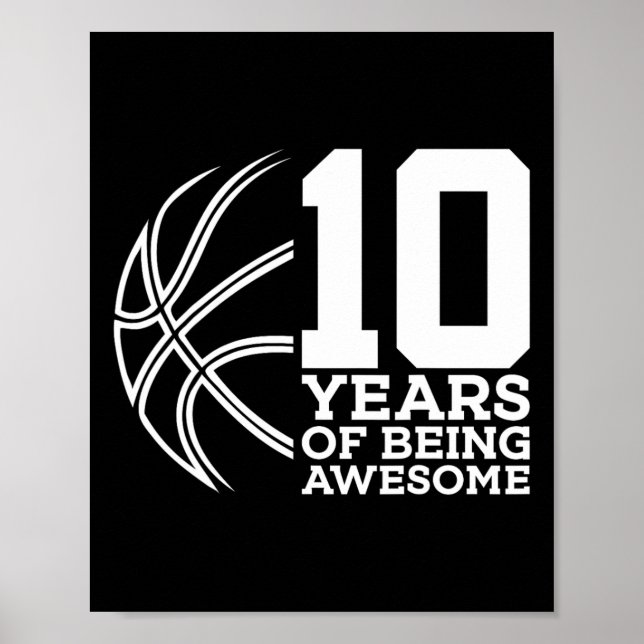 Póster 10 años de ser asombroso Bysketbyll 10 cumpleaños (Frente)