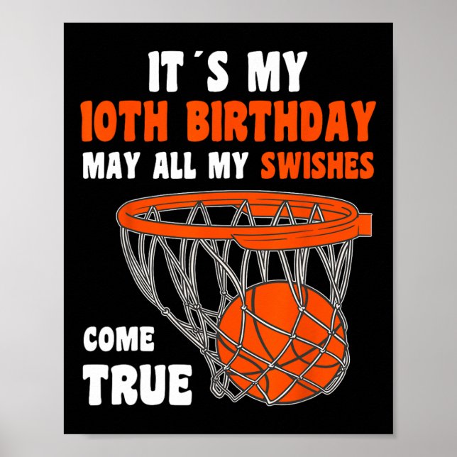 Póster 10 años feliz décimo cumpleaños Bysketbyll décimo  (Frente)