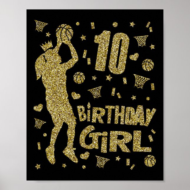 Póster 10 Chicas de cumpleaños jugador de baloncesto de d (Frente)
