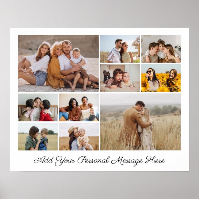 Póster 10 Collage de fotos Añadir tu propio saludo (Frente)