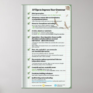 Póster 10 consejos para mejorar tu gramática