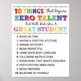 Póster 10 cosas para ser un gran aula estudiantil