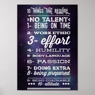 Póster 10 cosas que no requieren talento
