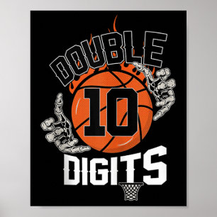 Póster 10 dígitos dobles 10 baloncesto de 10 años de edad
