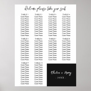 Póster 10 Mesa Gráfico de Asientos de Boda Elegante Mod