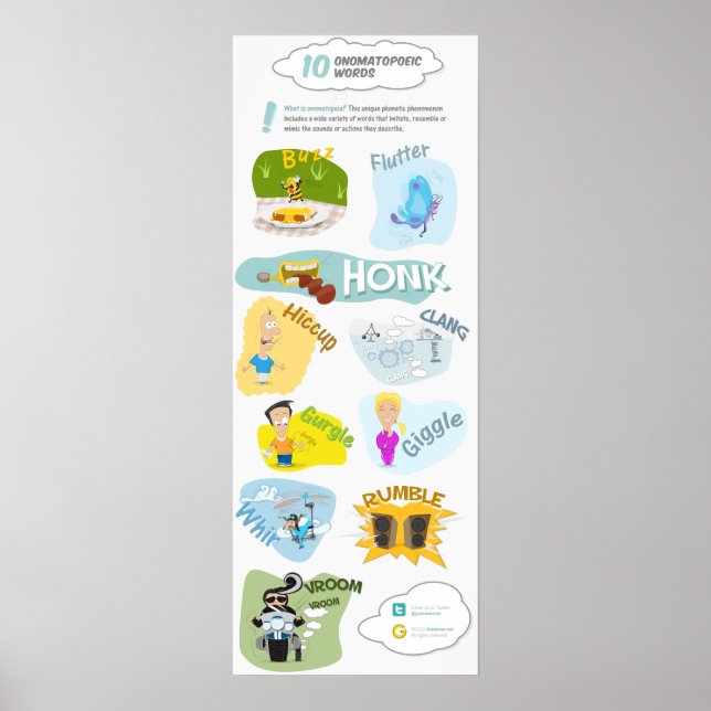 Póster 10 palabras onomatopoéticas para poesía y escritur (Frente)