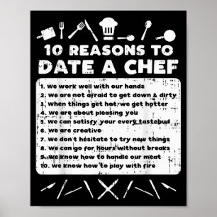 Póster 10 razones para salir con un chef divertido cocina