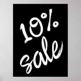 Póster 10% Rótulo de venta, 18x24 venta en blanco y negro