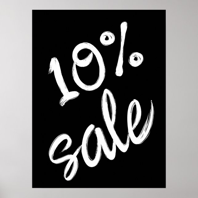 Póster 10% Rótulo de venta, 18x24 venta en blanco y negro (Frente)