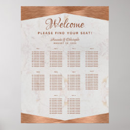 Póster 10 Tabla De Asientos Boda De Mesa Mármol De Cobre 