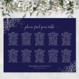 Póster 10 Tabla de asientos Boda de mesa plateado sobre a