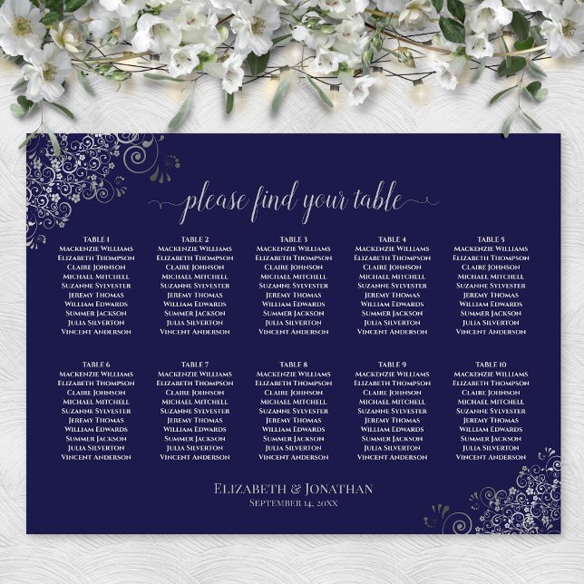Póster 10 Tabla de asientos Boda de mesa plateado sobre a (Subido por el creador)