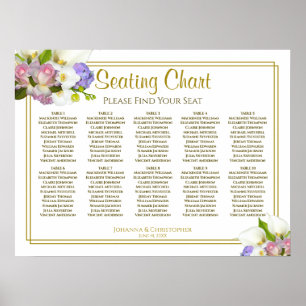 Póster 10 Tabla de asientos Boda de tabla Pastel Floral