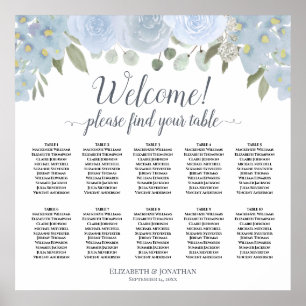 Póster 10 Tabla Dusty Blue Boho Boda