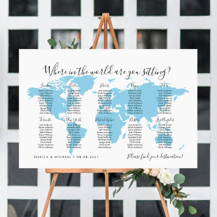 Póster 10 Tablas Destinos Mapa Mundial Gráfico de Asiento