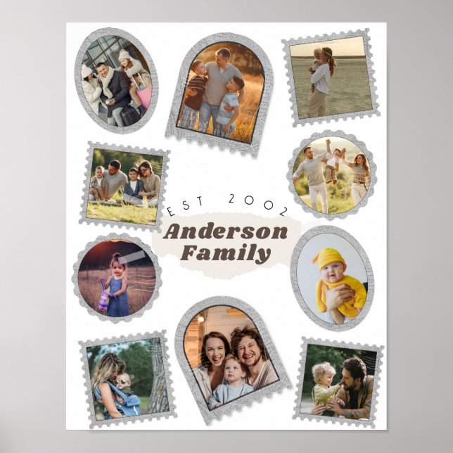 Póster 10 Ten Photo Modern Elegant Collage Family Love (Frente)