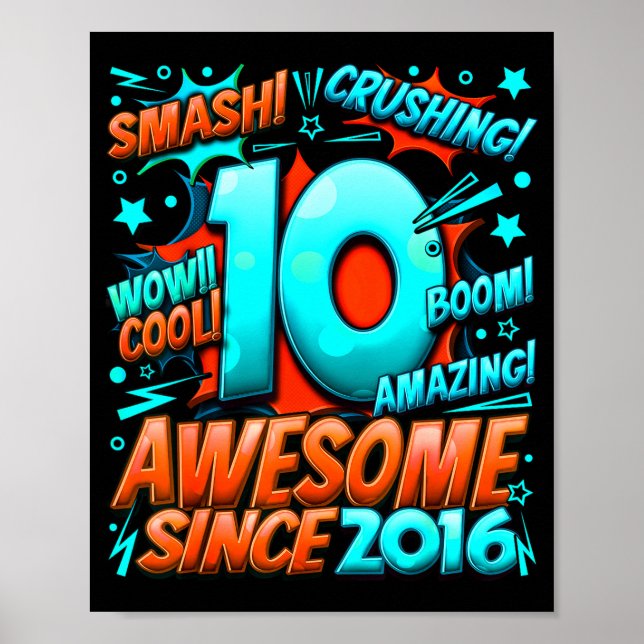 Póster 10 Year Old For Boys 10th Birthday Boy 10 Year Old (Frente)