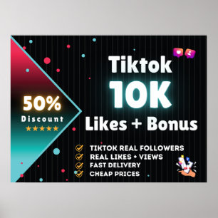 Póster 10K Me Gusta Tiktok + 100K Vistas GRATUITAS
