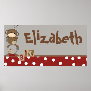 Póster 10x20 Nursery Art Name Imprimir Botones Cocalos