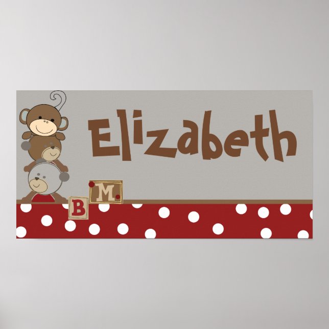 Póster 10x20 Nursery Art Name Imprimir Botones Cocalos (Frente)