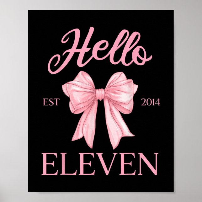 Póster 11.ª Chica de cumpleaños Cute Coquette Bow Hello E (Frente)