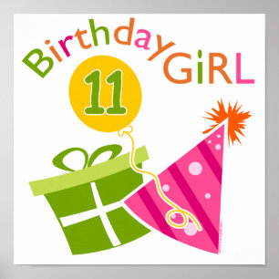 Póster 11.º cumpleaños - Chica de cumpleaños