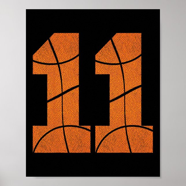 Póster 11.º cumpleaños de niños de baloncesto (Frente)
