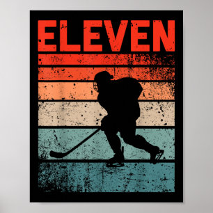 Póster 11.º cumpleaños Hockey sobre hielo Retro Niño de 1