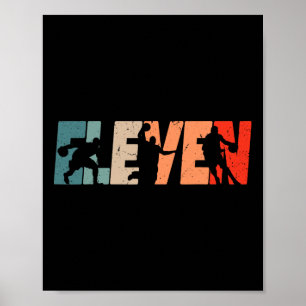 Póster 11.º cumpleaños Retro Basketball Niño Gi de 11 año