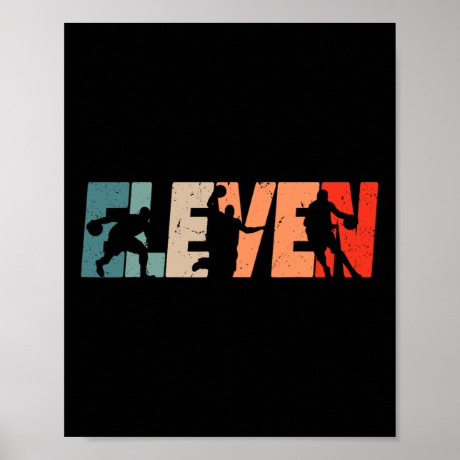 Póster 11.º cumpleaños Retro Basketball Niño Gi de 11 año (Frente)