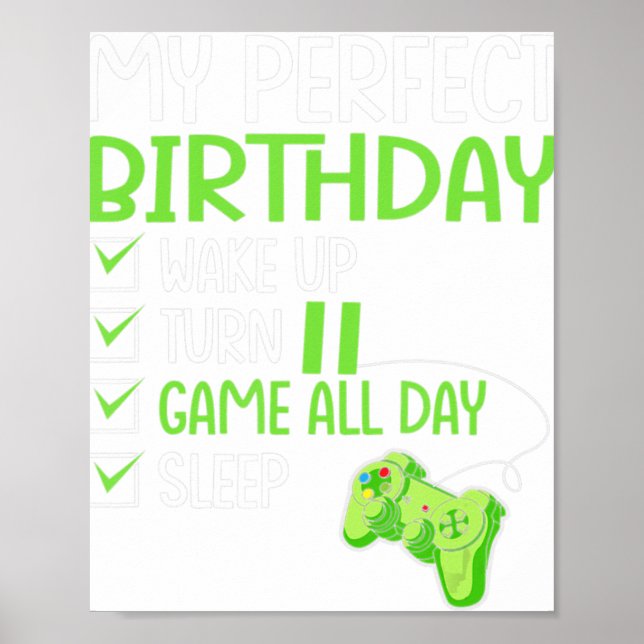 Póster 11.º juego perfecto de cumpleaños Bo de 11 años (Frente)