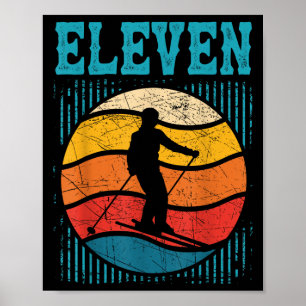 Póster 11.º Nacimiento Esquí Retro 11 años