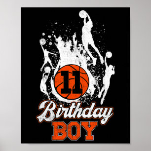 Póster 11 años del tema del básquetbol Birthday Boy 11 añ