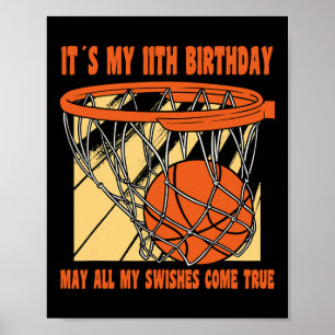 Póster 11 años Feliz 11 cumpleaños Bysketbyll 11th Bi