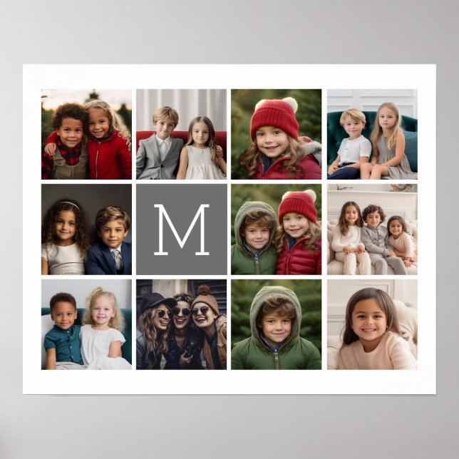 Póster 11 Collage de fotos monograma de caja industrial (Frente)