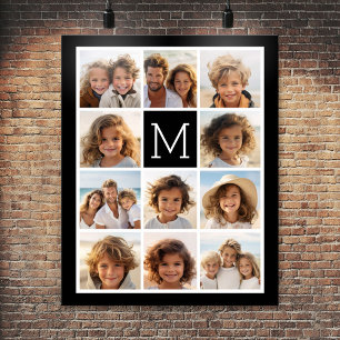 Póster 11 Foto Collage Instagram Monograma Negro Personal