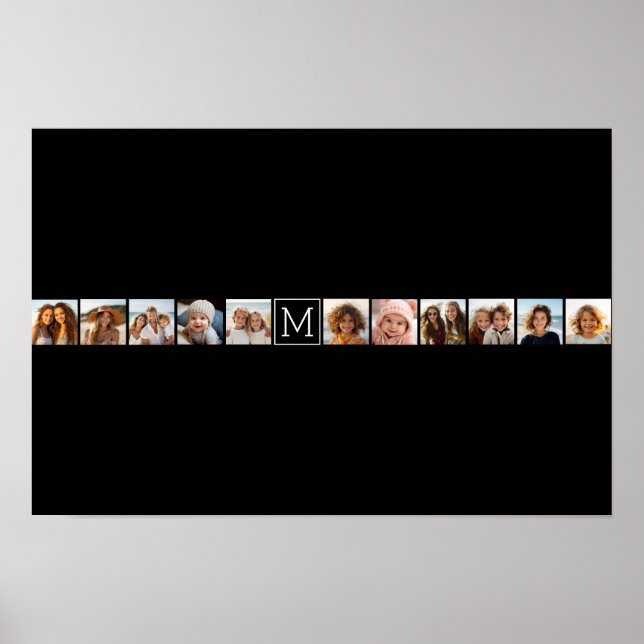 Póster 11 Foto Collage Instagram Monograma Negro Personal (Frente)