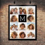 Póster 11 Foto de Instagram Collage Personalizado Monogra<br><div class="desc">Blanco y negro - Usa hasta 11 fotos cuadradas para crear un regalo único y personal. O puedes mantener al cachorro hipster y hacer un keepsake de moda. Si necesita ajustar las imágenes,  haga clic en la herramienta personalizar para realizar cambios.</div>