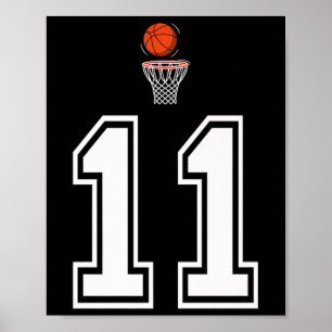 Póster 11 Number Basketball Style Vintage White Premium