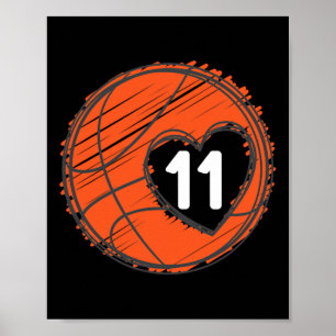 Póster #11 Número 11 en el corazón - Jugador de baloncest
