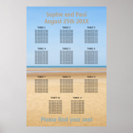 Póster 11 Tabla de asientos de casamiento de playa de mes