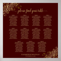 11 Tabla de asientos para Bodas de mesa Lacy Gold 